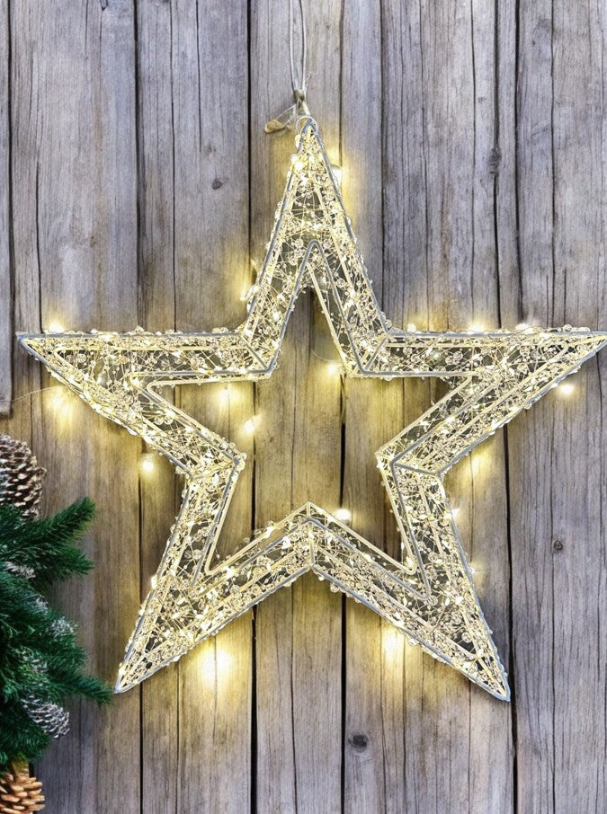 LED Stern weiss Outdoor aus Metall mit 500 LED Micro Light Grösse 8x50x50cm