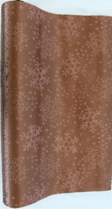 Tissu déco satin marron + paillettes marron
 Conception: Flocons de neige
 36 cm x 300 cm - roulé