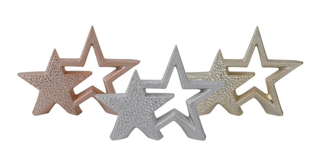Stern Doppel aus Keramik, 
Design: Silber gehämmert,
L:3cm x B:21cm x H:16cm