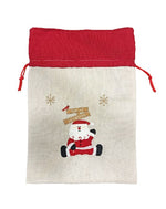 Jutesack mit rotem Zugband Santa Merry Christmas Grösse: B:21cm H:30cm