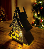 Laterne Forest Tannenbaum aus Metall Schwarz gold