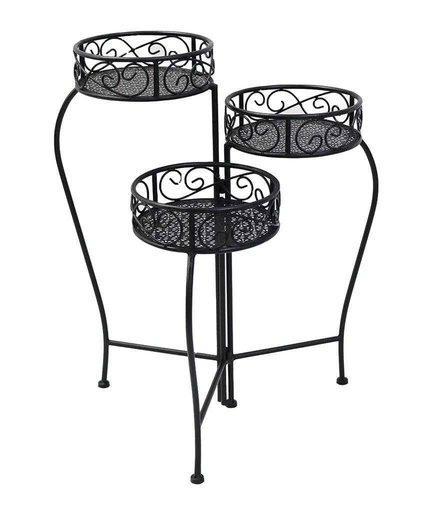 Pflanzenständer aus Metall rund 3 Etagen Farbe schwarz H65cm