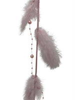 Girlande mit 12 Federn und 
Perlenkette Länge 125cm
Farbe: Rosa
