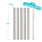 Trinkhalme Glas 6er Set 5 Trinkhalme plus Reinigungsbürste Länge 23cm