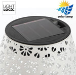 LED Solar Tischleuchte aus Metall in Weiss D13cm x H25cm
