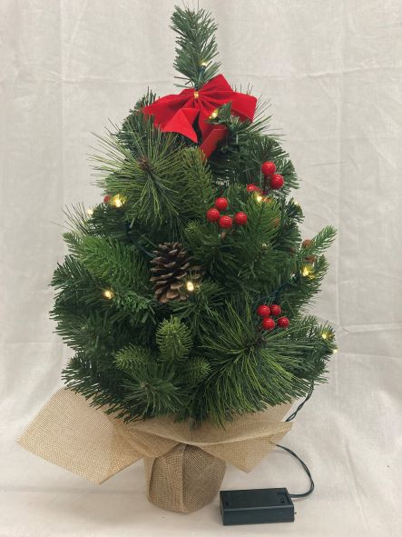 Albero di Natale a LED con 15 LED
 Lucine in un vaso di iuta
 avvolto D:25cm H:50cm