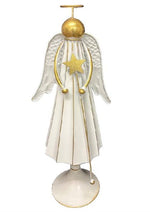 Deko Engel aus Metall mit Stern altweiss gold H55.5cm
