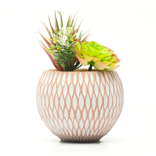 Kunstblume Sukkulenten im Beton Topf 
D: 15cm H: 22cm