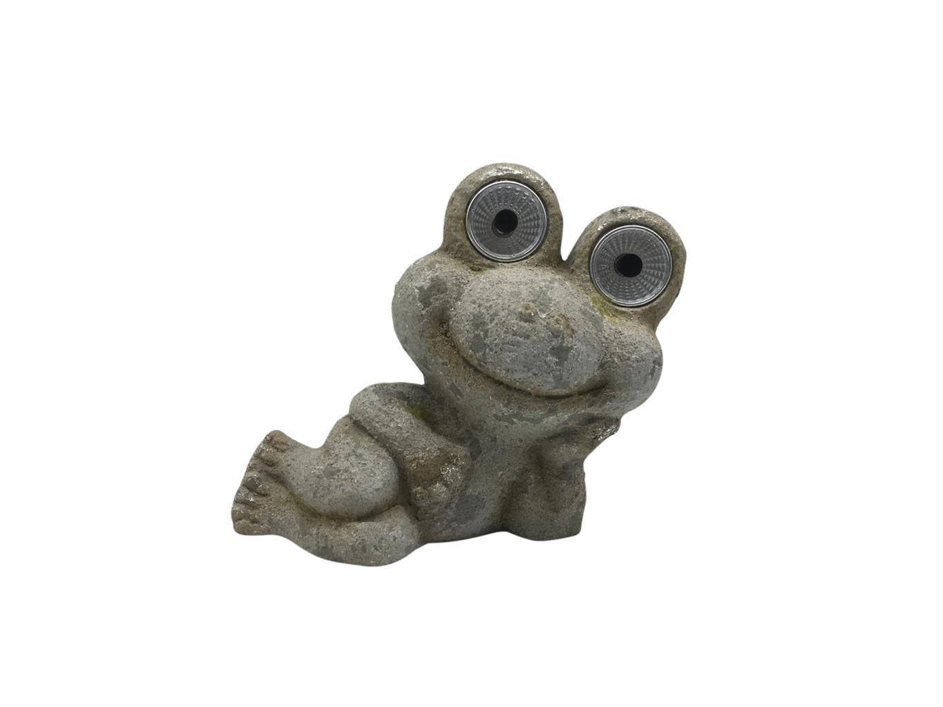 LED Solar Frosch liegend  H:16cm
mit 2 LED
Farbe: Grau
L:19.5cm B:10.5cm H:16cm