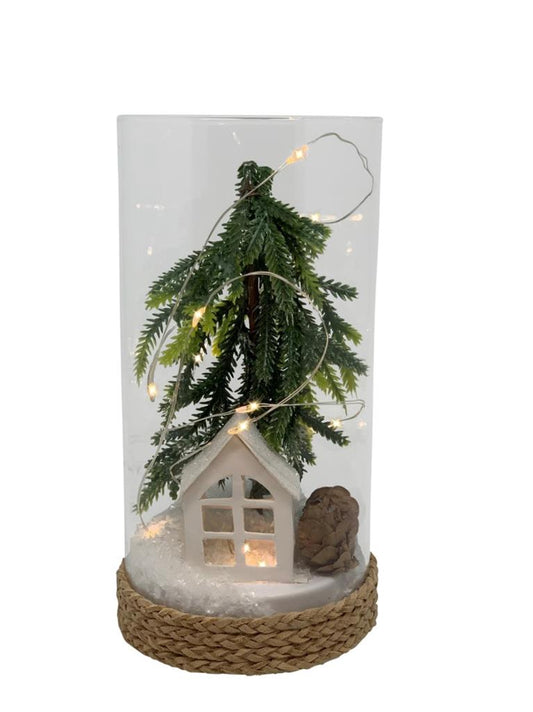 LED Glas Ornament auf Sockel 
mit 10 LED
D:9.5cm H:18.5cm