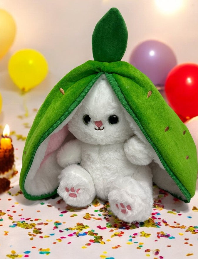 Plüsch Osterhase verpackt im Plüsch Ei Reissverschluss zum Öffnen vom Ei