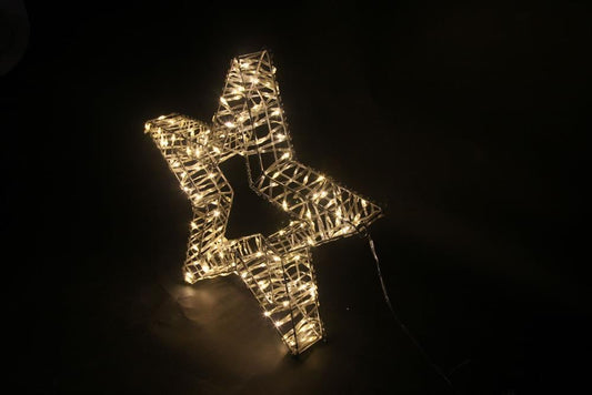 LED Stern Outdoor Metall
mit 150 LED
Farbe: Silber 
D: 40cm - T:5cm