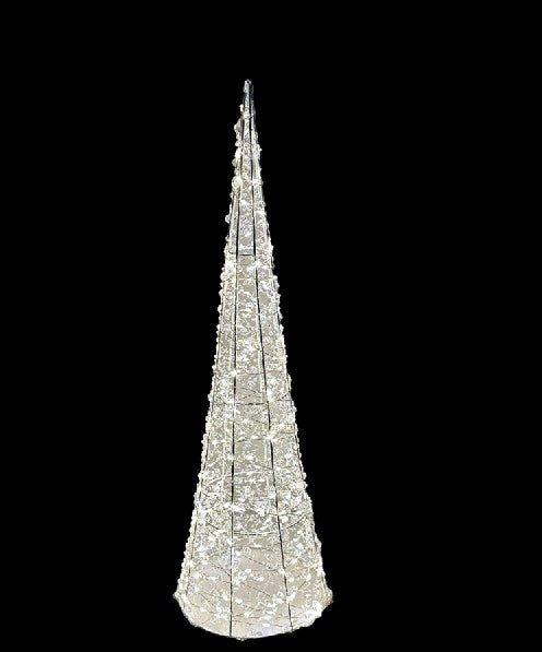 LED Kegel weiss Outdoor aus Metall mit 300 LED Micro Light Grösse 16x16x60cm