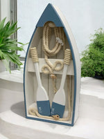 Deko Ruderboot Holz Farbe: Weiss/Blau B:8cm L:19.5cm H:40.5cm