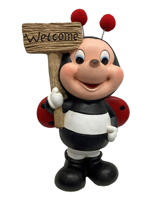 Deko Marienkäfer 
mit Schild Welcome