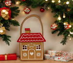 Tasche Xmas aus Filz als Haus mit rotem Dach