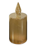 LED Glas Deko Kerze transparent gold mit 12 LED Sternenmotive 3D