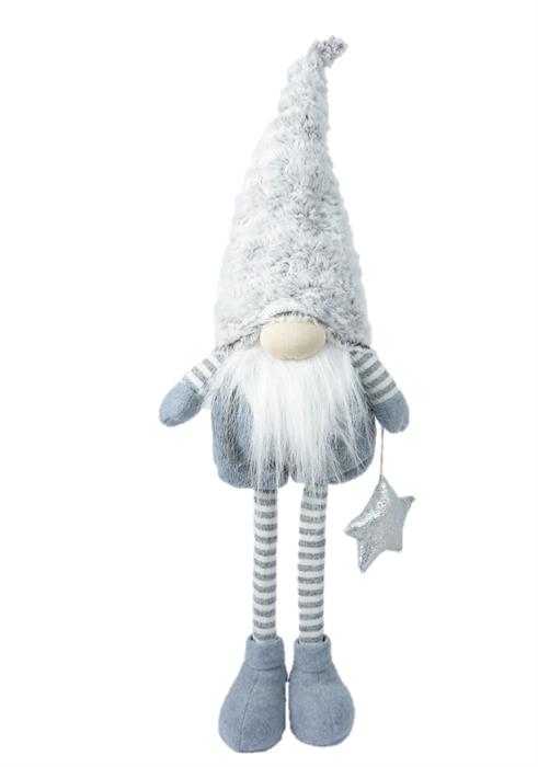 Gnome décoratif Père Noël garçon
 debout Couleur: Blanc / Gris
 L7cm x L17cm x H66cm