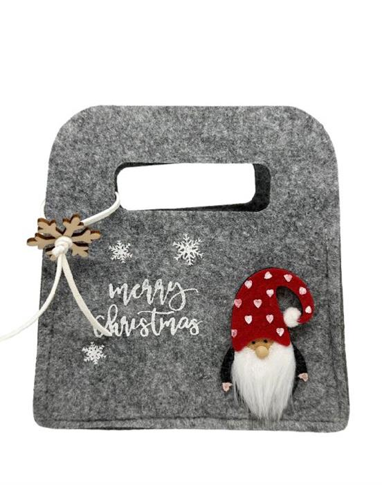 Tasche Xmas aus Filz als Korb in Grau merry Christmas