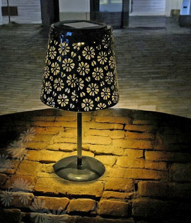 LED Solar Tischleuchte aus Metall in Schwarz D13cm x H25cm