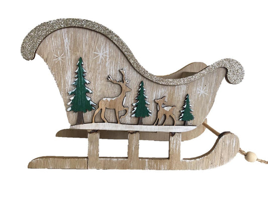 Deko Schlitten aus Holz 
L:10cm B:23.5cm H: 14.5cm