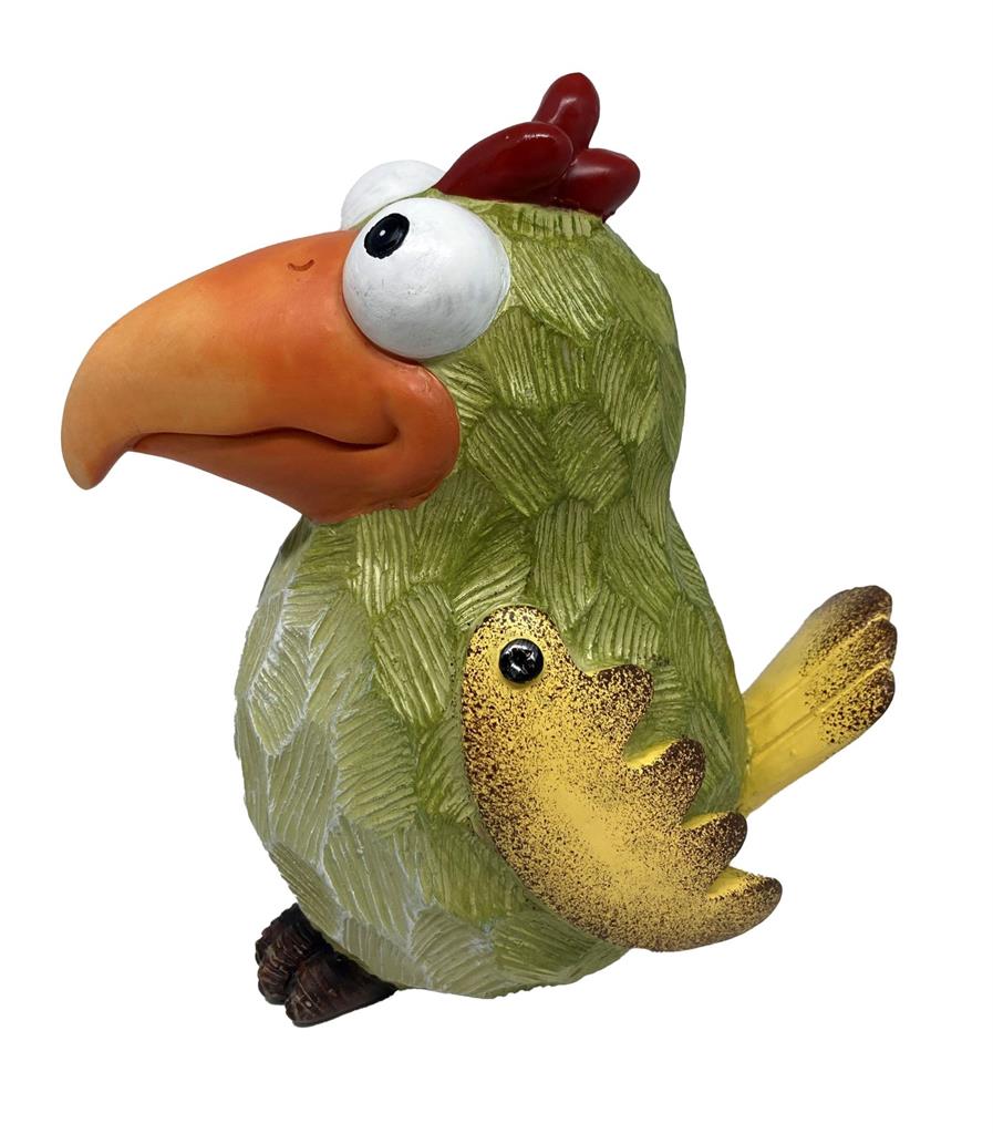 Deko Vogel grün 
aus Polyresin H16cm