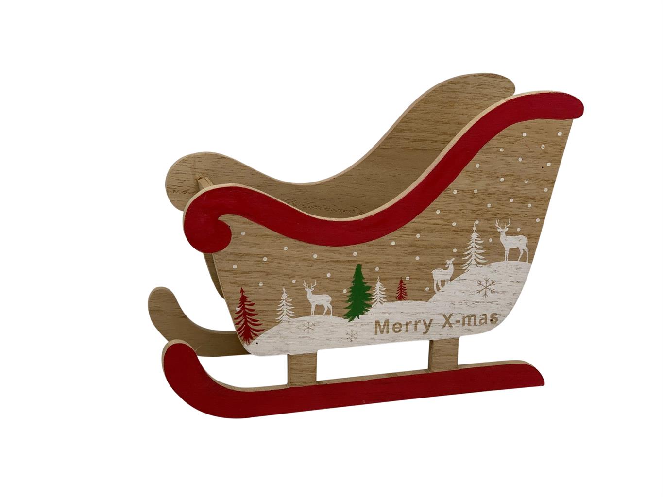 Deko Schlitten Holz Merry X-Mas
Farbe: Braun/Weiss/Rot
Design: Winterlandschaft