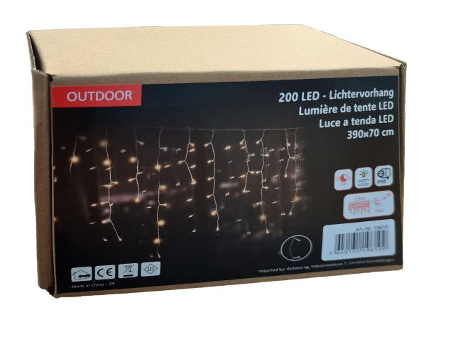 LED Lichtervorhang Outdoor "Icicle" Total 200 LED, mit 40 Strängen B:390cm H:70cm
