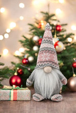 Deko Wichtel Santa Farbe: Rosa/Grau L:15cm B:21cm H:45cm