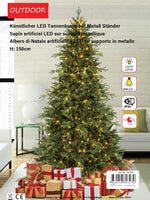LED Outdoor künstlicher Tannenbaum grün Höhe150cm mit 350 LED auf Metall Ständer