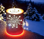 LED Windlicht aus Glas mit Feuerwerk Motiv mit 10 LED