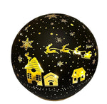 LED Glas Kugel schwarz mit 10 LED D:15cm Motiv: Weihnachtsdorf