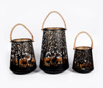 Laterne Forest mit Kordel aus Metall schwarz gold D26cm x H41cm