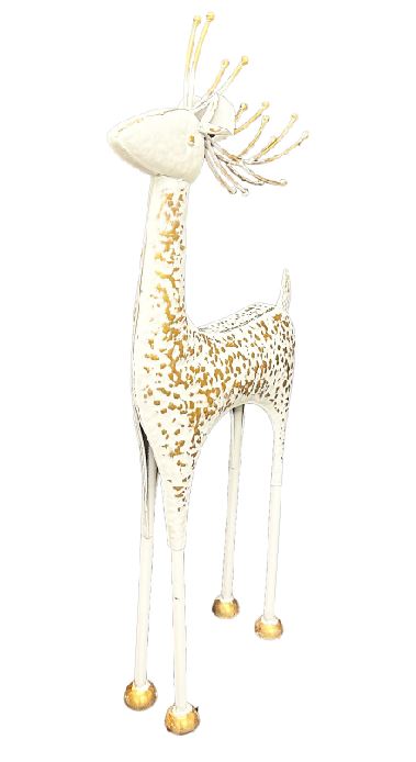 Deko Hirsch aus Metall weiss gold H97cm