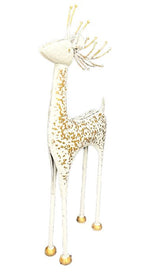 Deko Hirsch aus Metall weiss gold H97cm