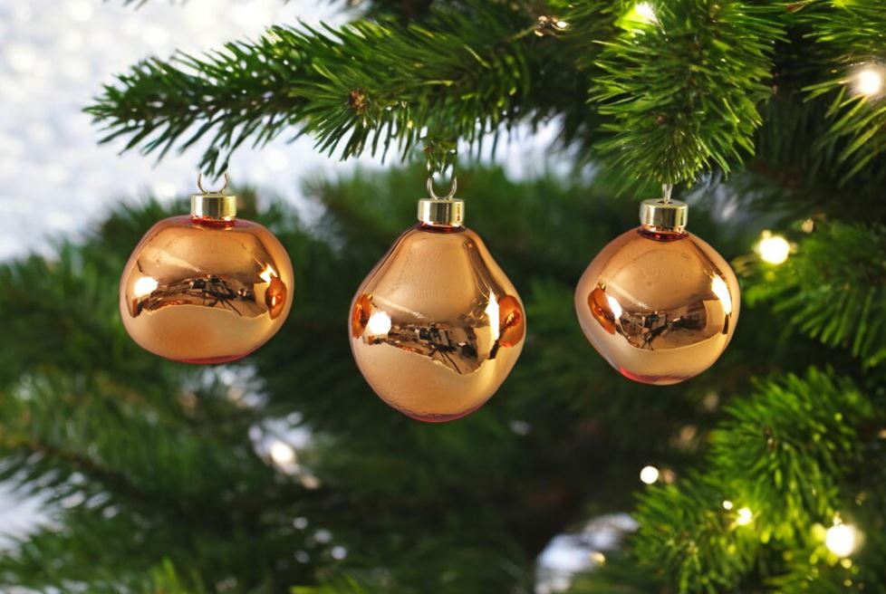 Weihnachtskugel Glas organic 6er Set apricote shiny D6-7cm