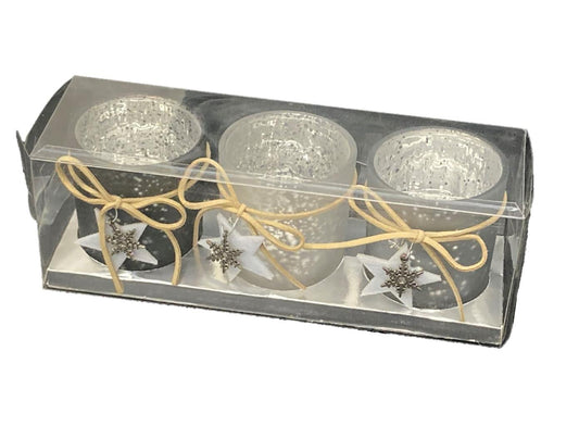 Teelichthalter aus Glas 
3er Set in  Geschenkbox 
D6cm x H7cm
