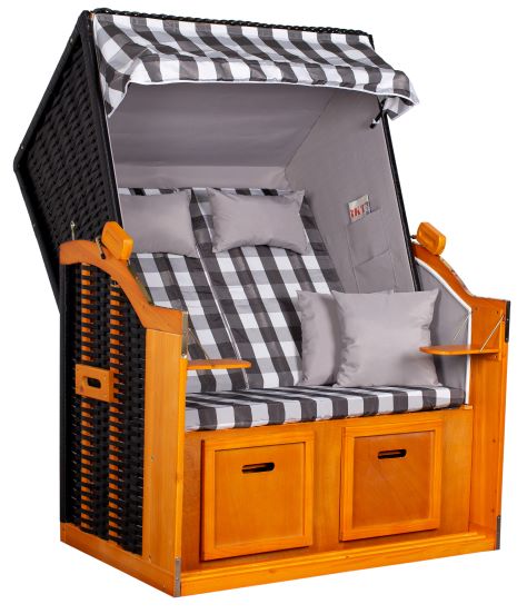 Strandkorb "Ostsee" kariert grau/weiss