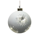 LED Glas Kugel silber mit Sternen mit 10 LED D12cm