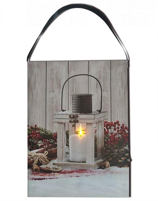 LED Bild aus Canvas zum Hängen Motive: Laterne - 1 LED L:15cm B:1.8cm H:20cm