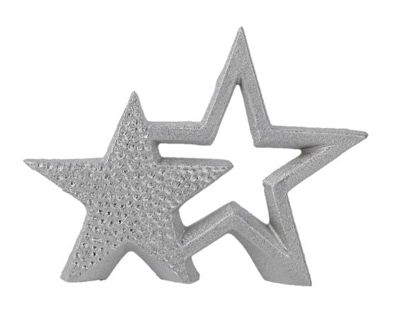 Stern Doppel aus Keramik, 
Design: Silber gehämmert,
L:3cm x B:21cm x H:16cm