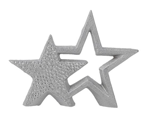 Stern Doppel aus Keramik, 
Design: Silber gehämmert,
L:3cm x B:21cm x H:16cm
