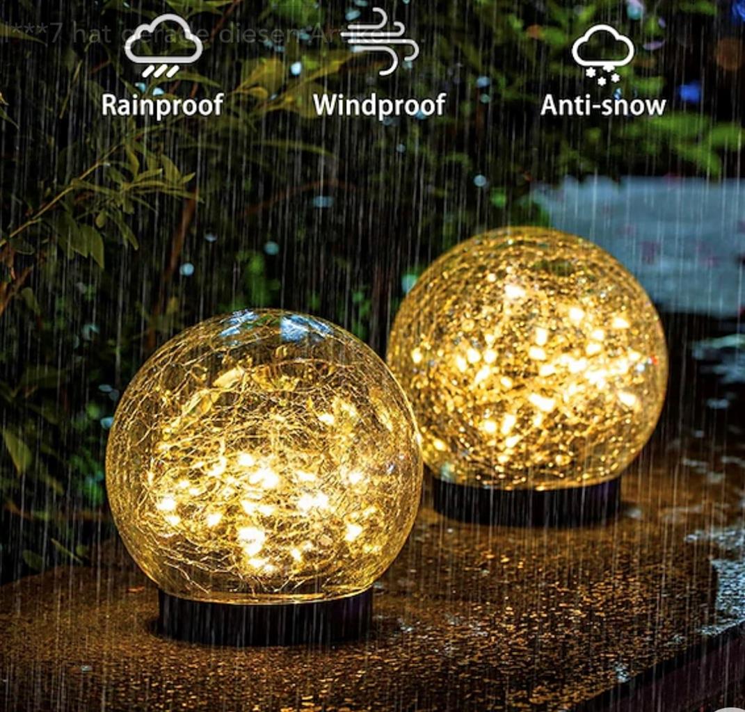 LED Solar  Leuchte Crackle Ball 
mit 10 LED warm weisses Licht