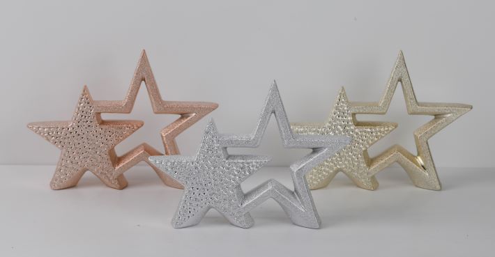 Stern Doppel aus Keramik,
Design: Gold gehämmert,
L:3cm x B:21cm x H:16cm