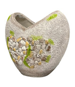 Pflanzentopf Herzförmig 
Polyresin mit Stein-Design 
Farbe: Grau 
37.5x23.5x33.5cm