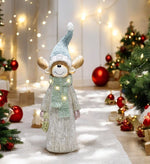 LED Deko Figur Elch mit Tannenkranz in der Hand mit 4 LED