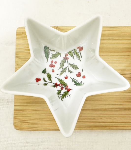 Snack Schalen Stern 3er Set auf Bambus Tablett Grösse 38x12.5cm