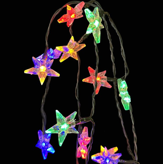 LED Outdoor Lichterkette mit 100 Sternen, farbig 100LED Länge 9.90m