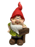 Gartenzwerg stehend mit Schild Welcome 18x23x41cm