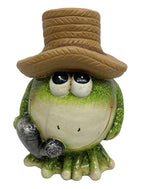 Deko Frosch 
mit Hut und Giesskanne 
12 x13 x17.5cm